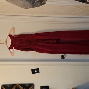 A burgundy rompers